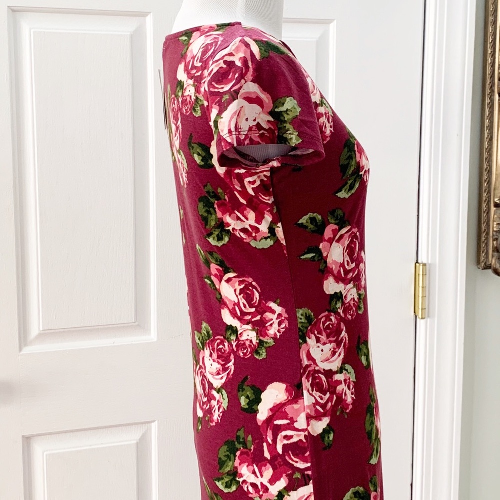 Maxi Dress Red Floral Print Short Sleeve - Picture 8 of 8
